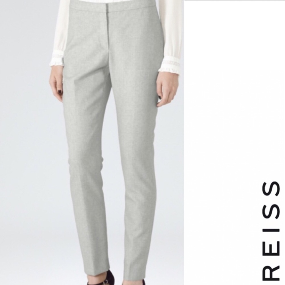 REISS Grey Melange Size 10 Wool Punto Trousers